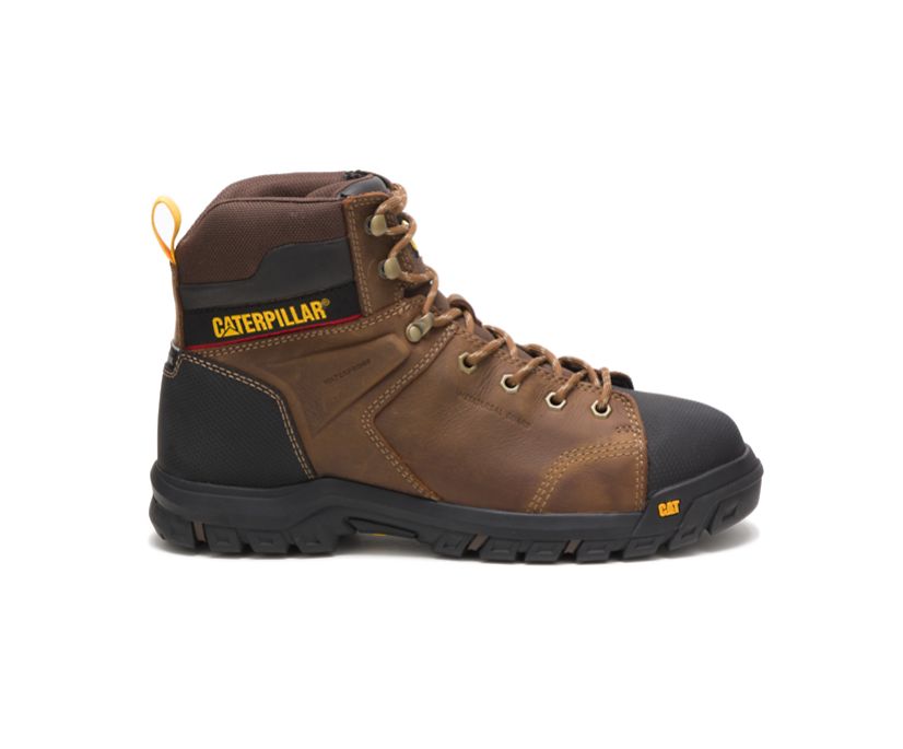 Panske Pracovne Topanky Caterpillar - Wellspring Waterproof Metatarsal Guard Steel Toe - Tmavo Hnede